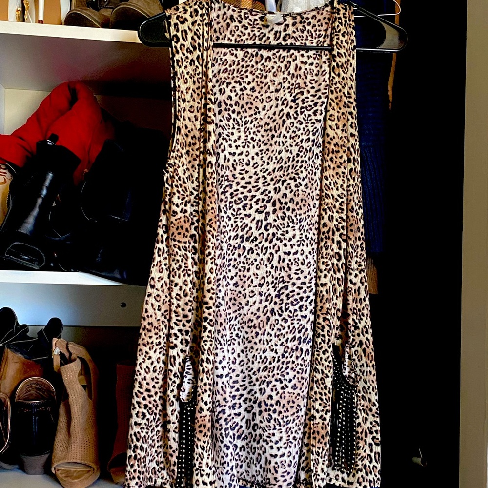 sleeveless leopard cardigan/cover up